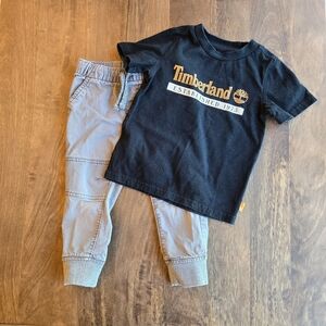 Timberland Black Tee and Cat & Jack Gray Jogger 2T Set